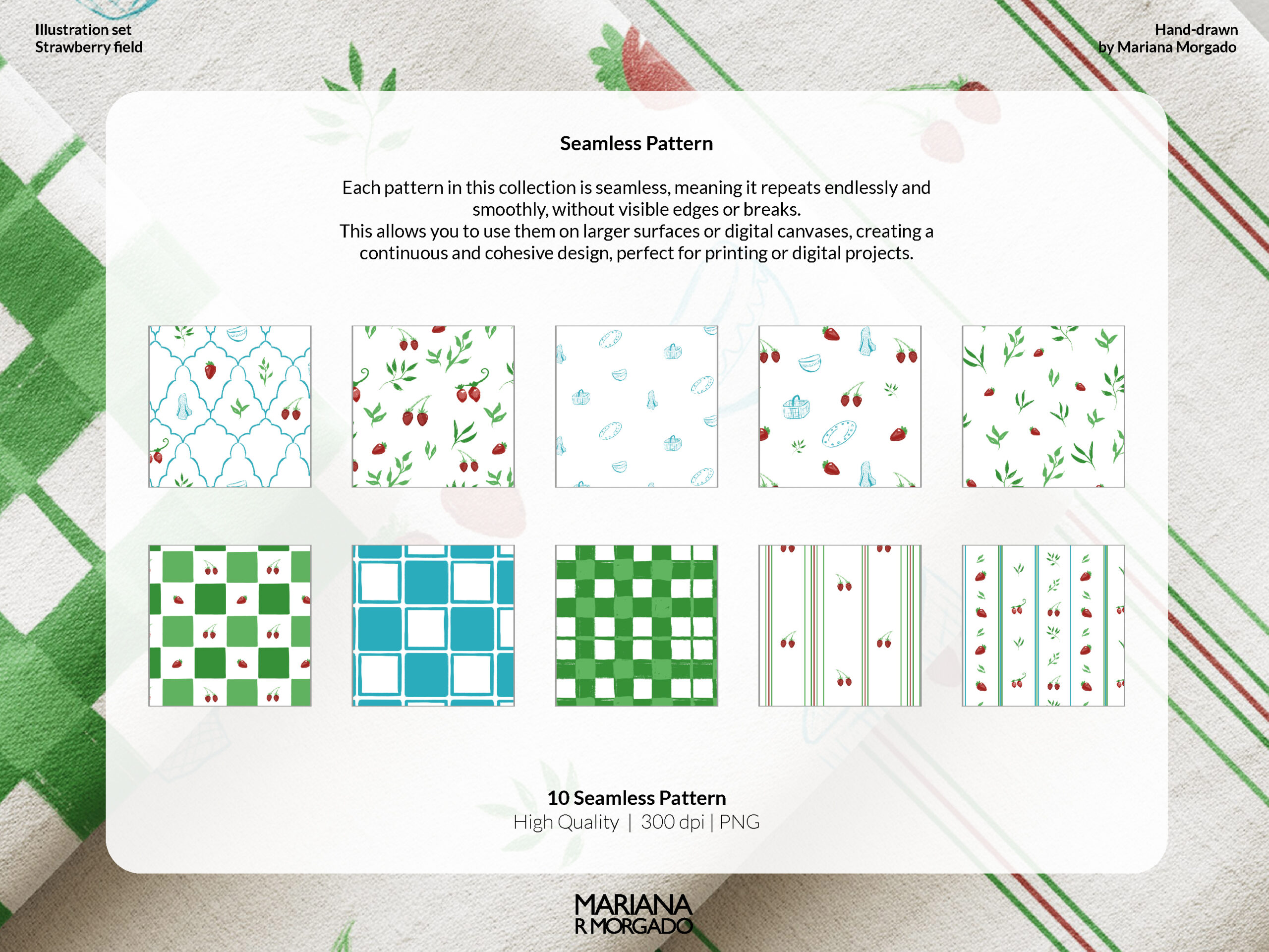 Cliparts & Seamless Pattens | Strawberry field - Image 3