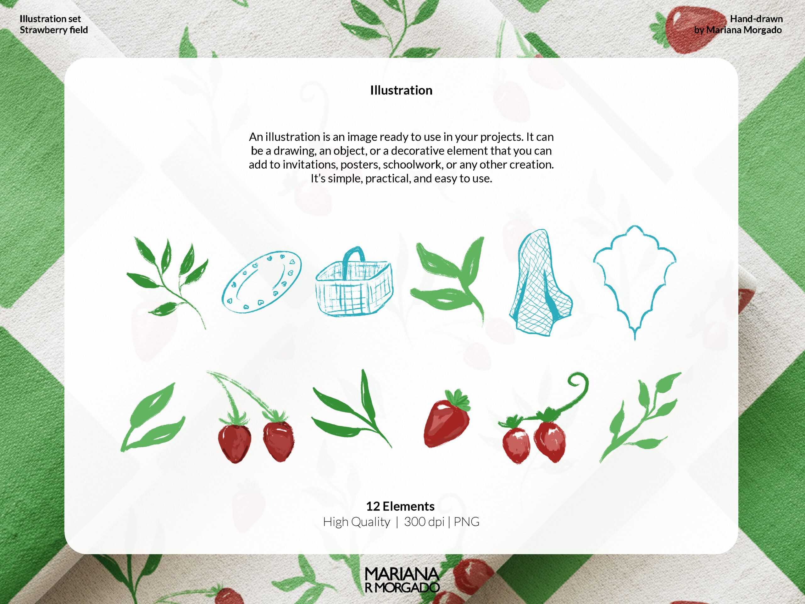 Cliparts & Seamless Pattens | Strawberry field - Image 2