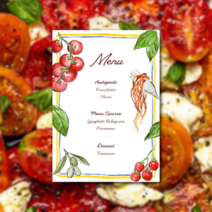 Menu for an Italian dinner
